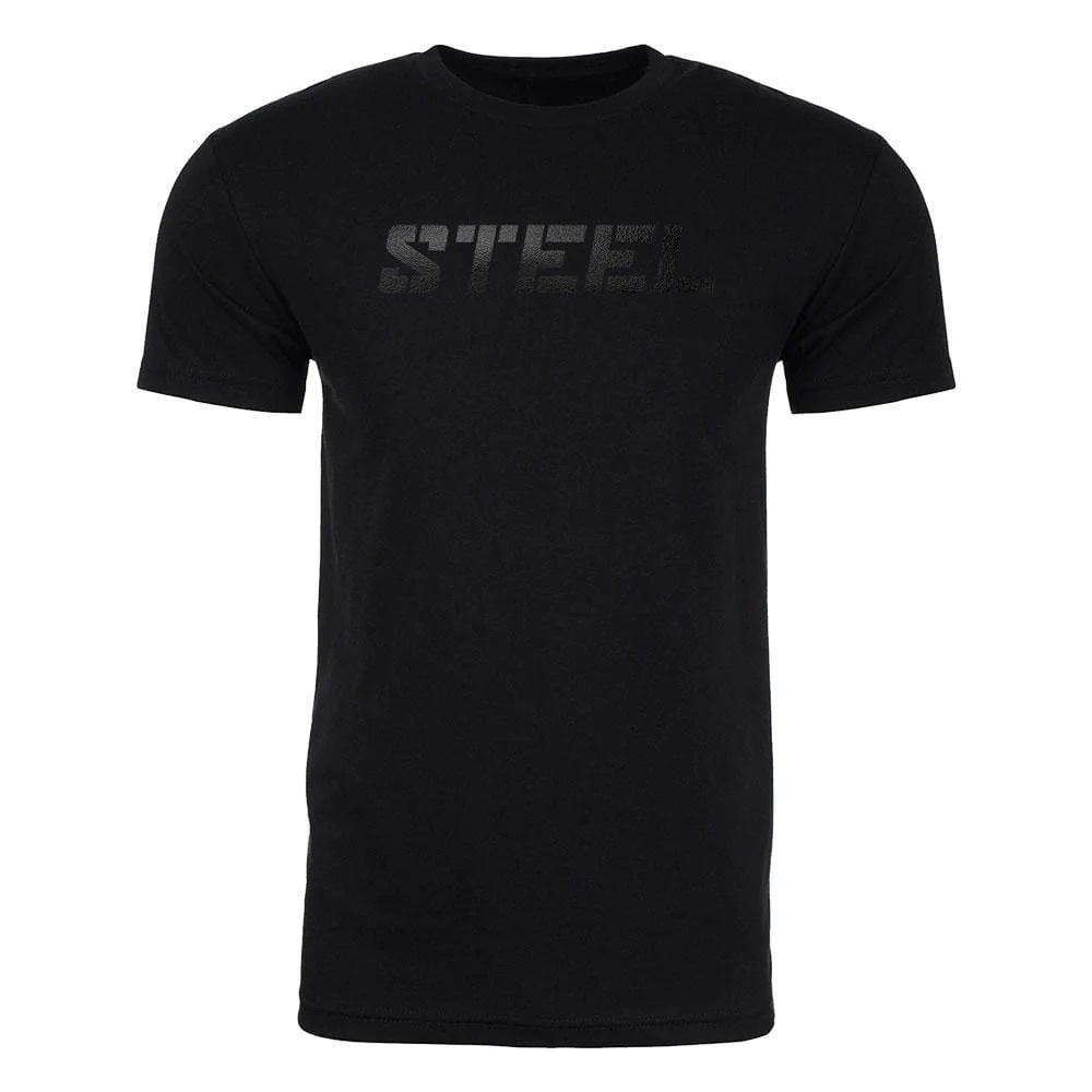 Mens Steel Supplements Logo Tee T-Shirt - Size Medium - Blackout Black